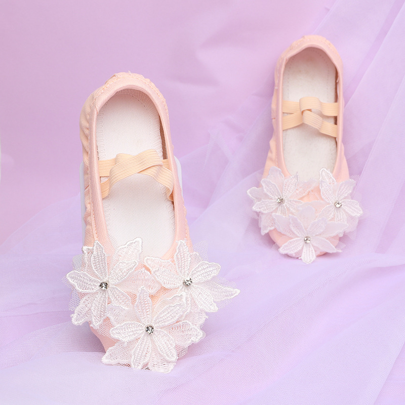 Girls' dance shoes soft-soled exercise shoes Children's Ballet Shoes Baby dancing shoes stage performance handmade 8053