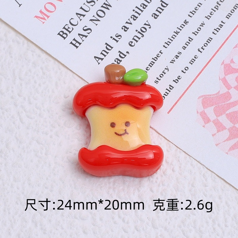 可爱苹果熊卡通手工diy饰品配件洞洞鞋扣材料包奶油胶树脂小配件|undefined