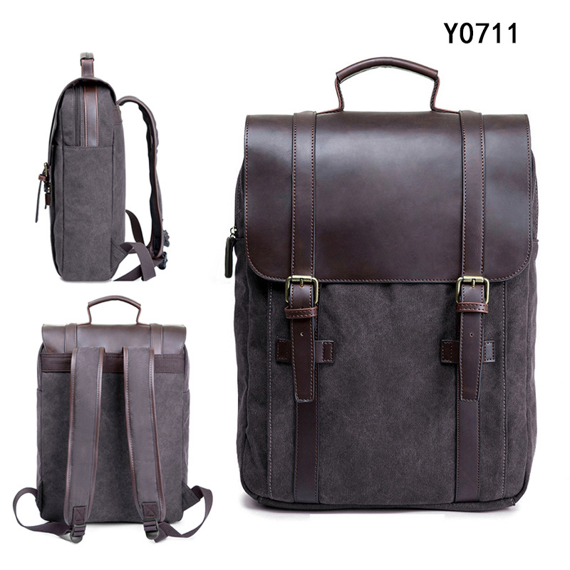 텍스쳐드 캔버스 백팩 Y0711 그레이 퍼플