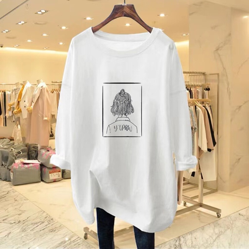 Maternity Autumn Tops Pure Cotton Mid-Length Korean Style Loose Large Size 2022 Autum New Long-Sleeved T-Shirt Fashionable Style