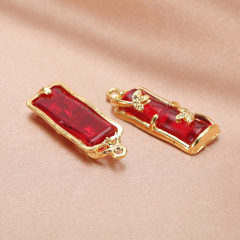 合金琉璃挂件中国风竹节国潮古风气质优雅平安竹节扣项链吊坠挂件