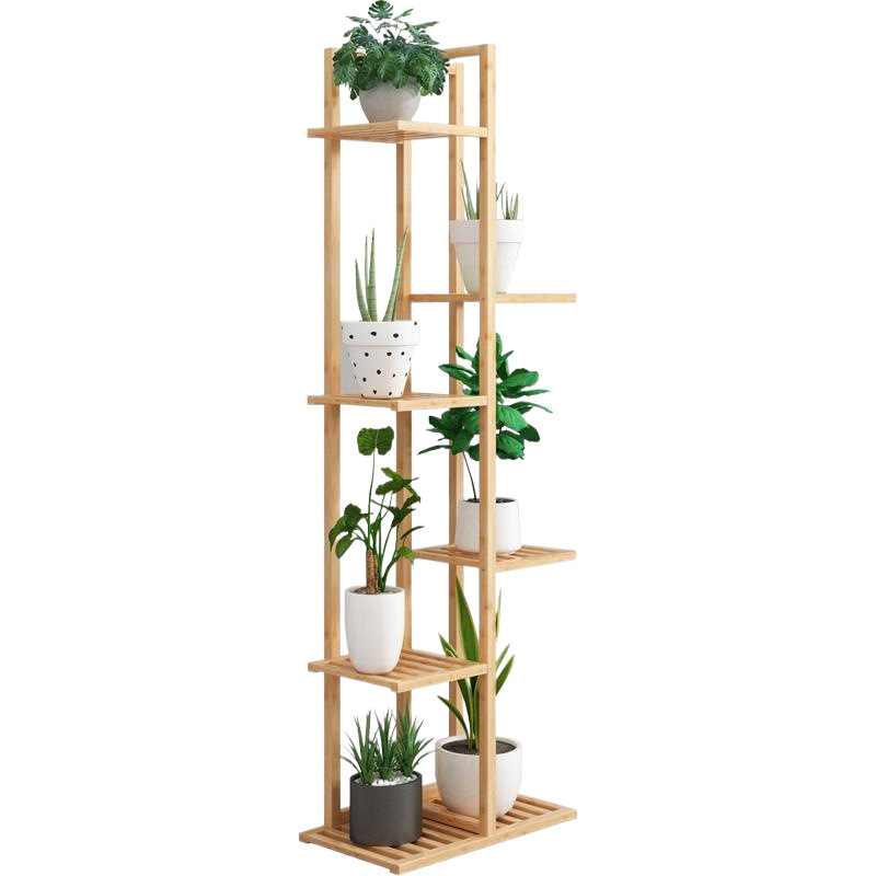 Estantes de flores interiores de madera maciza multicapa, estantes de flores de balcón europeos, estantes de almacenamiento de flores verdes, sala de estar doméstica