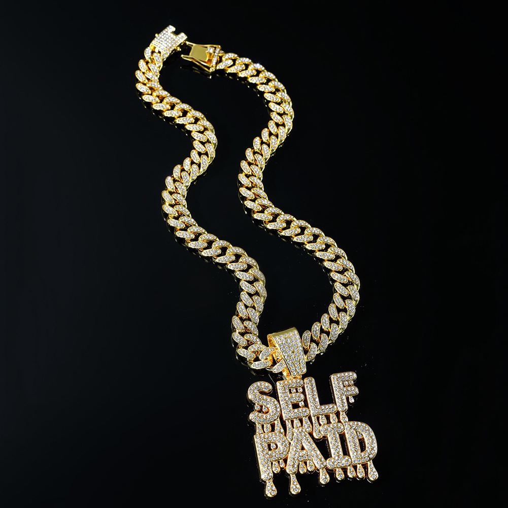 Hip Hop Lettre Alliage Placage Incruster Strass Hommes Pendentif Collier Pendentif display picture 4