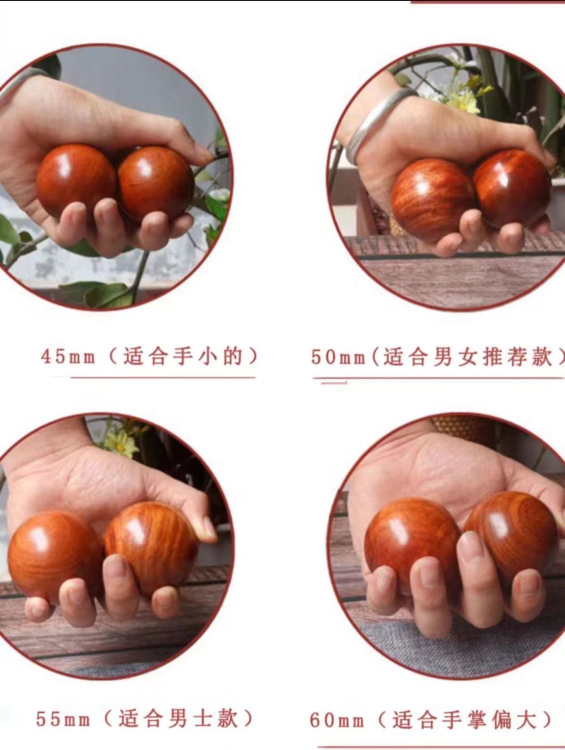 Sandalwood Hand Massage Balls 1 Piece Large Size Handheld Wellness Balls for Adults in use