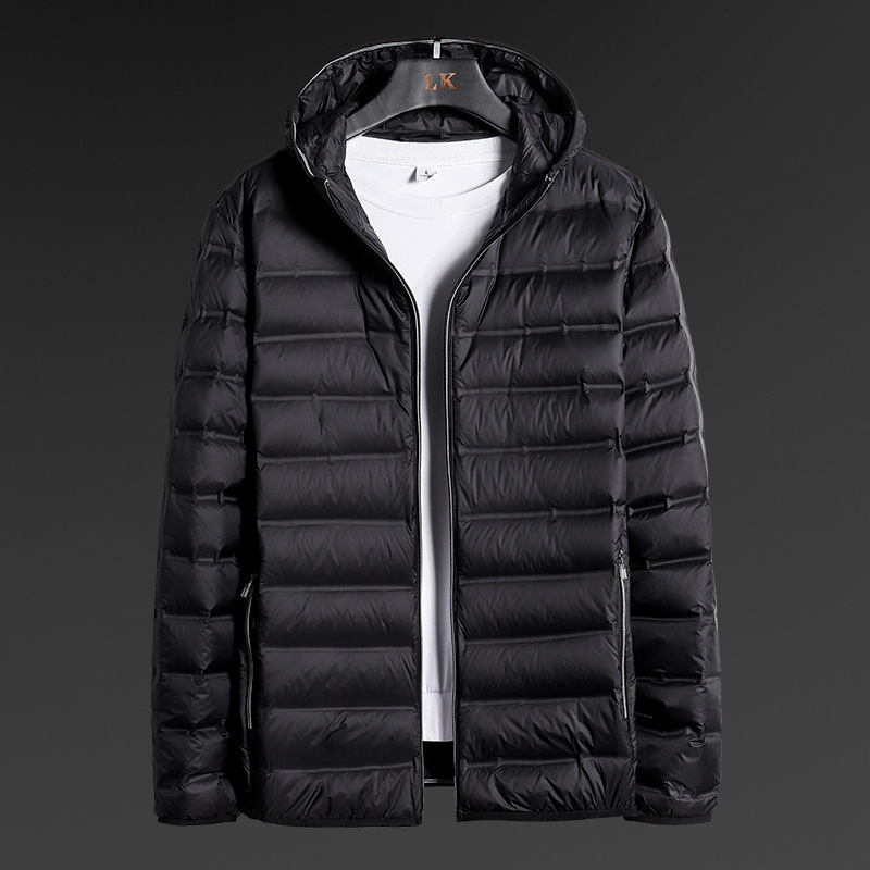 New Light Down Jacket Men's Hooded Collar Short plus size Middle-aged Jacket Light Thin Jacket for Men