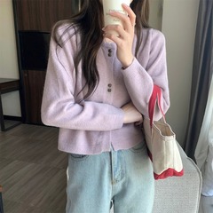 温柔慵懒风毛衣外套女士秋季小香风加厚短款针织开衫长袖上衣