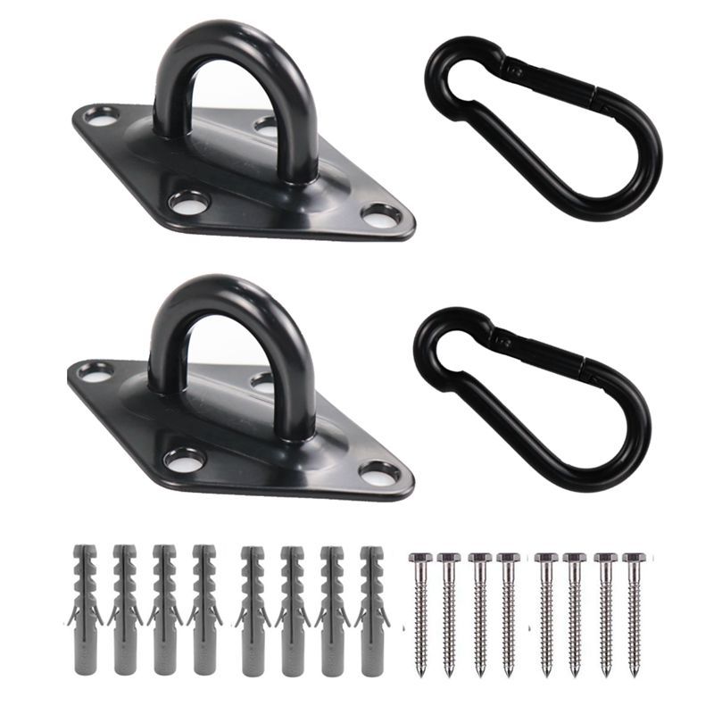 跨境304不锈钢黑色菱形瑜伽门扣挂钩 M10屋顶吊床吊椅秋千固定扣