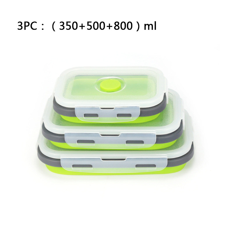 Caja de almuerzo de silicona al aire libre caja de almuerzo de silicona plegable refrigerador más nítido almuerzo portátil caja de almuerzo retráctil