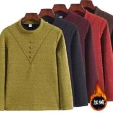 中老年针织衫保暖一体绒打底衫妈妈装秋冬半高领加绒加厚保暖上衣