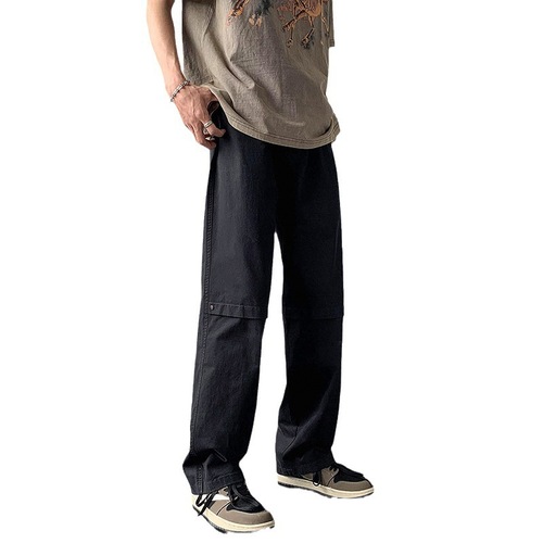 Men's Summer American Retro Ice Silk Casual Straight Leg Loose High Street Trendy Logging Pants