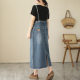 Thin plus size Denim Suspender Dress Women's Summer Sling dress 2024 Summer New Korean Style plus size chubby girl