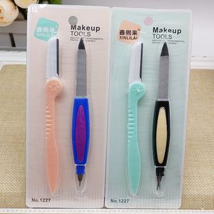 2pcs Manicure Dead Skin Fork Dead Skin + Eyebrow Trimmer Combination Push Deep V-shaped Repair Nail Tools Nail File Dual Use