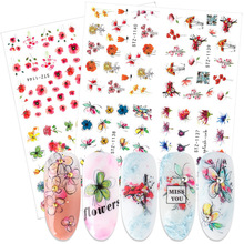 跨境新款美甲水印贴纸 ins44款春夏向日葵金色多彩自然花瓣指甲贴