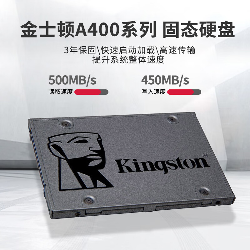 Unidad de Estado Sólido (SSD) Kingston de 480 GB, Serie A400, Interfaz SATA3, 2.5 Pulgadas, Apta para Computadoras de Escritorio y Portátiles