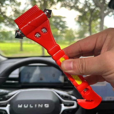Car Safety Hammer Car-Mounted Multi-Functional Double-Headed Metal Hammer with Cutter to Escape and Save Lives Emergency Window-Breaking Artifact Wholesale