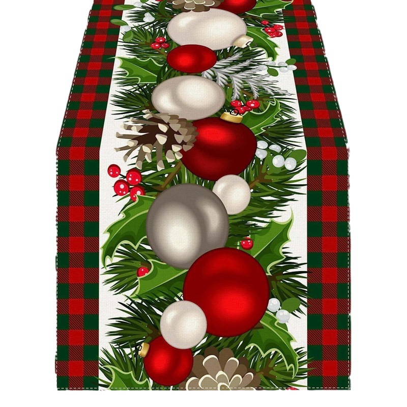 Transfronterizo TEMA DE Navidad de impresión corredor de mesa ambiente de vacaciones decoración árbol de Navidad muñeco de nieve patrón de tela de mesa al por mayor