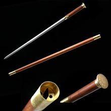 龙泉尚亚剑纯铜花纹钢酸枝木带锁扣手杖剑 老人拐杖剑批发未开刃