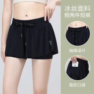 Yoga Skirt 2025 New Summer Ice Silk Sports Sunscreen Short Skirt Half-Length Baseball Skirt Tennis Sunscreen Anti-Light Skirt