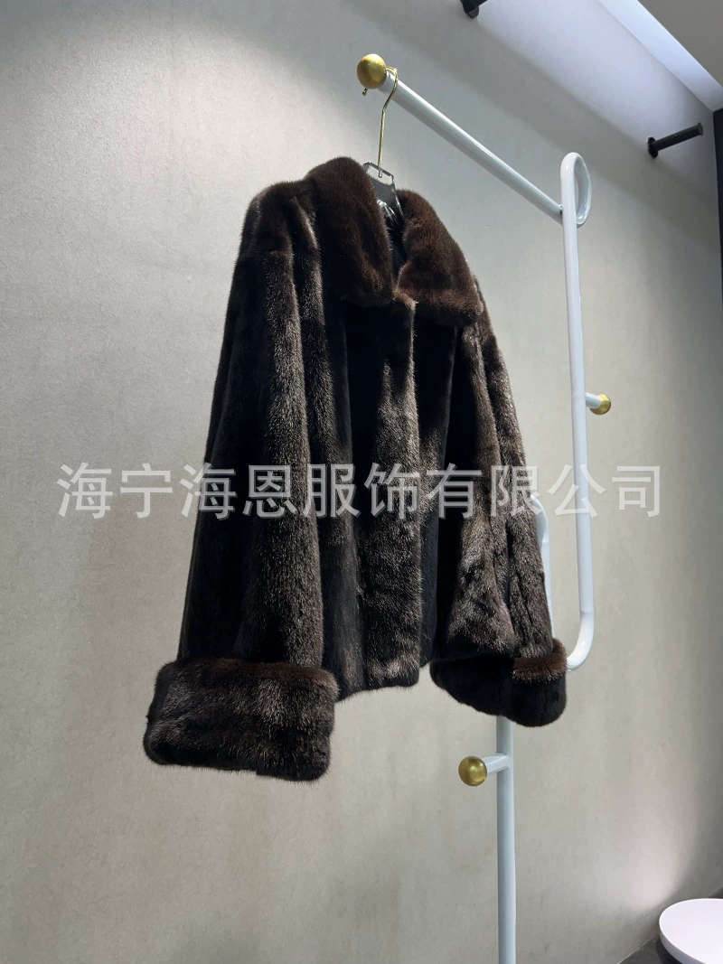 Haier 2024 новая американская норка Jiamei чёрное короткое женское бутиковое пальто норковая шуба модная лёгкая роскошь