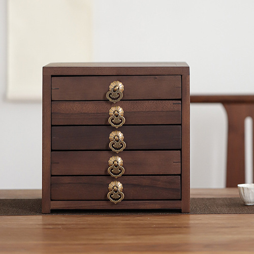 Walnut multi-layer drawer-type Pu'er tea box drawer-type tea cake storage box with excellent price walnut wood household tea storage box
