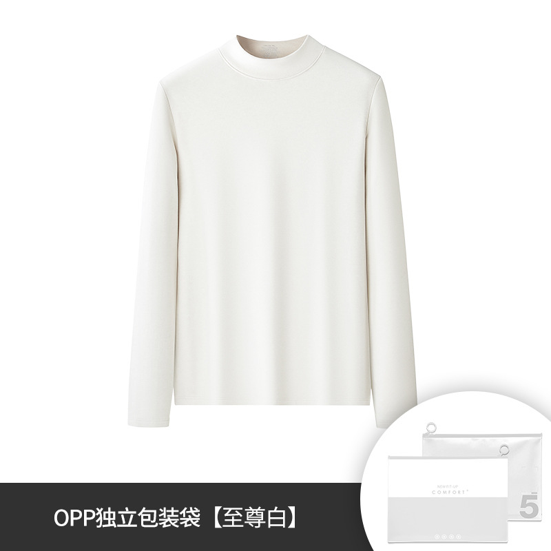 [Contiene seda] Nueva ropa de abrigo de cuello medio alto de lana para mujer transfronteriza de otoño e invierno, color sólido más camisa de fondo grueso de terciopelo