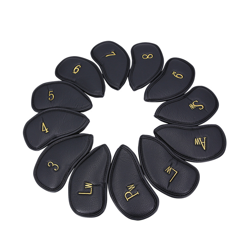 Cubierta de varilla de hierro de golf de cuero PU cubierta protectora engrosada Velcro 12 paquete de procesamiento personalizado suministros de golf accesorios