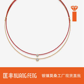 双层叠戴夜光女单珠项圈转运手工编织高级感项链吊坠chocker项圈