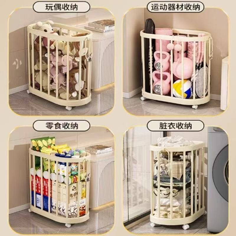 [Great Capacity] Yoga Mat Fitness Equipment Dirty Clothes Storage Basket with Wheels Plastic Storage Rack Floor-Standing Good