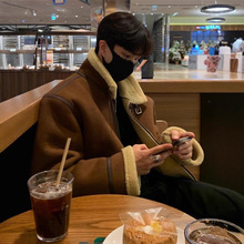 冬季新款麂皮绒棉衣男潮牌工装高街ins羊羔毛棉服潮流秋宽松外套