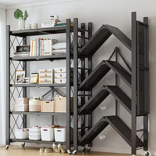 Folding Storage Rack Shelf Installation-Free Floor-Standing Multi-Layer Storage Rack Household Warehouse Storage Rack Removable Iron Shelf