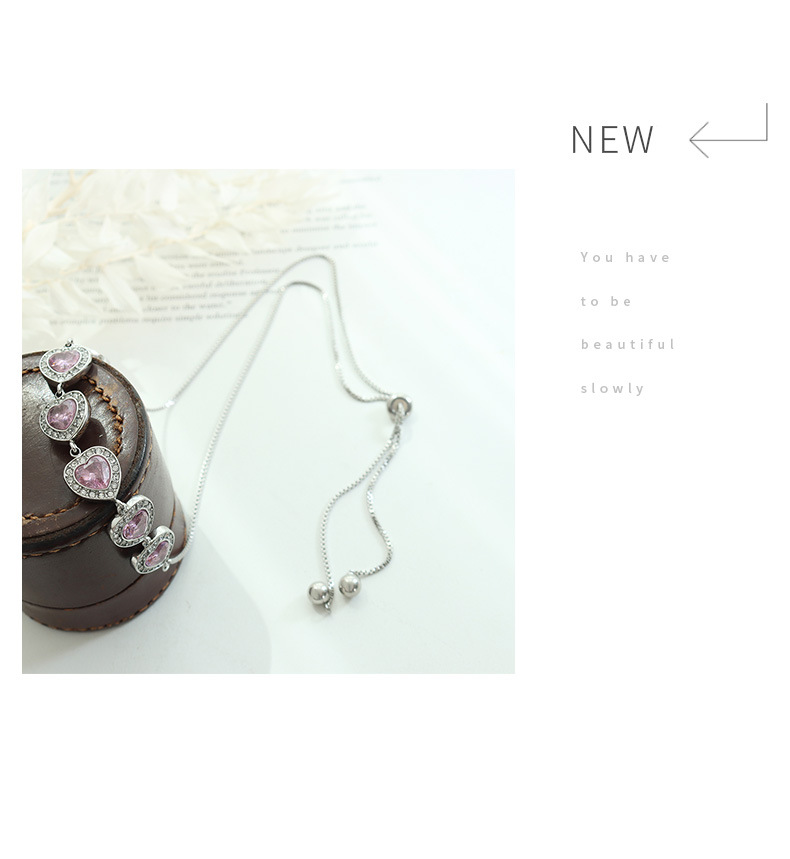 Fashion Heart Shape Titanium Steel Plating Inlay Zircon Necklace 1 Piece