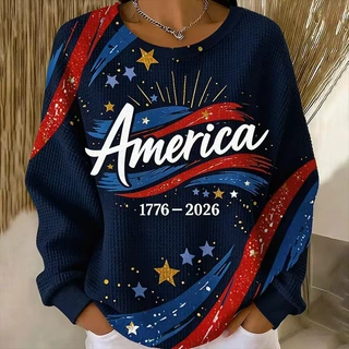 2026跨境亚马逊秋冬季女士新款usaAMERICA周年庆字母印花女士卫衣