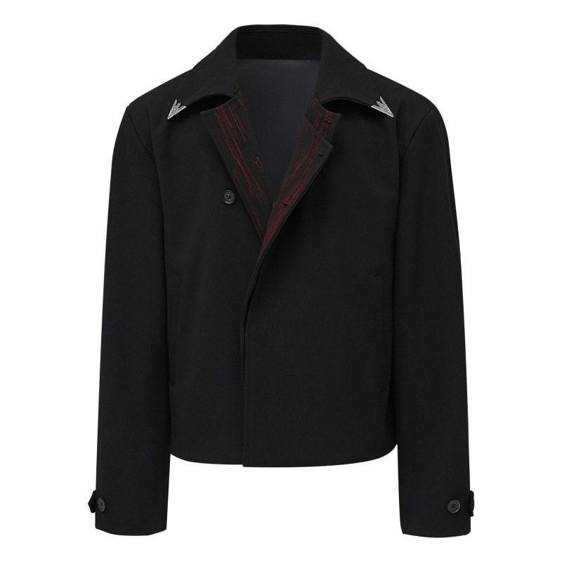 Spring Style "Red Line Palace" Jacket with Long Sleeves, Loose Trendy Black Coat with Metal Accessories 5105 Spring Style "Red Line Palace" Jacket with Long Sleeves, Loose Trendy Black Coat with Metal Accessories 5105