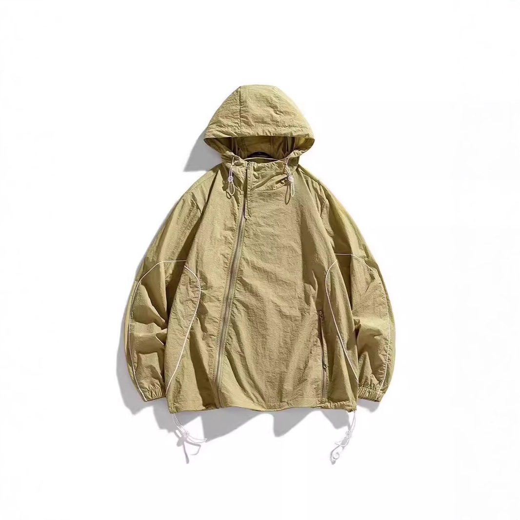 Men's summer American-style waterproof ice silk jacket, suitable for outdoor sports, quick-drying, lightweight, and three-proof sun protection.