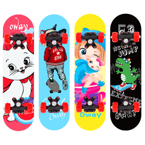 Factory Wholesale 2406 Four-Wheeled Skater Beginner Dual-Side Skating Board for Boys and Girls, 6-12 Years Old, Maple Wood Skateboard