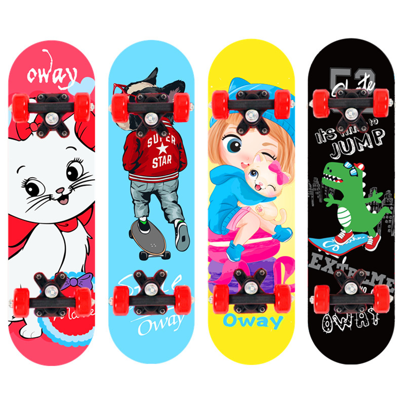 Factory wholesale 2406 four-wheel skateboard beginner double-sided children's car for men and women 6-12 maple scooter