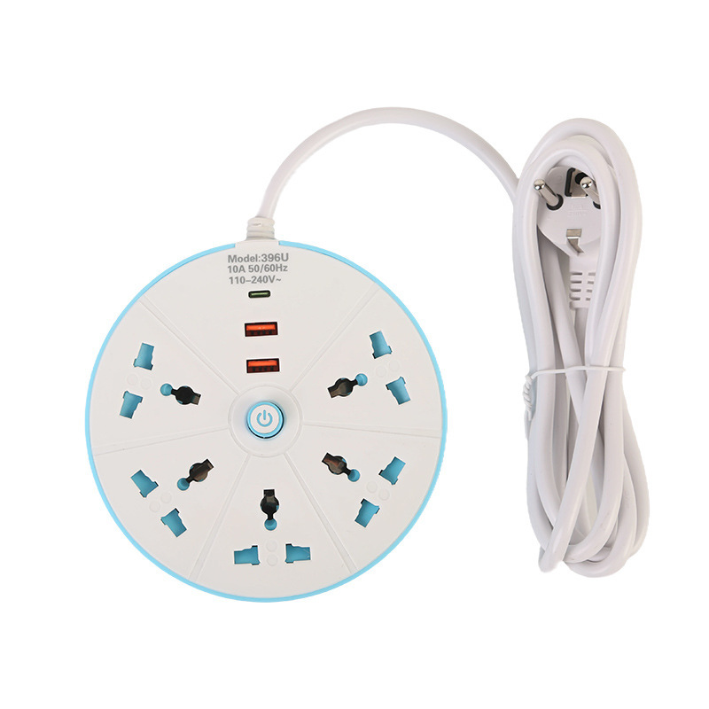 2USB + 1Type-C enchufe redondo azul puerta de seguridad interruptor general estándar británico estándar europeo paquete de bolsas estándar estadounidenses