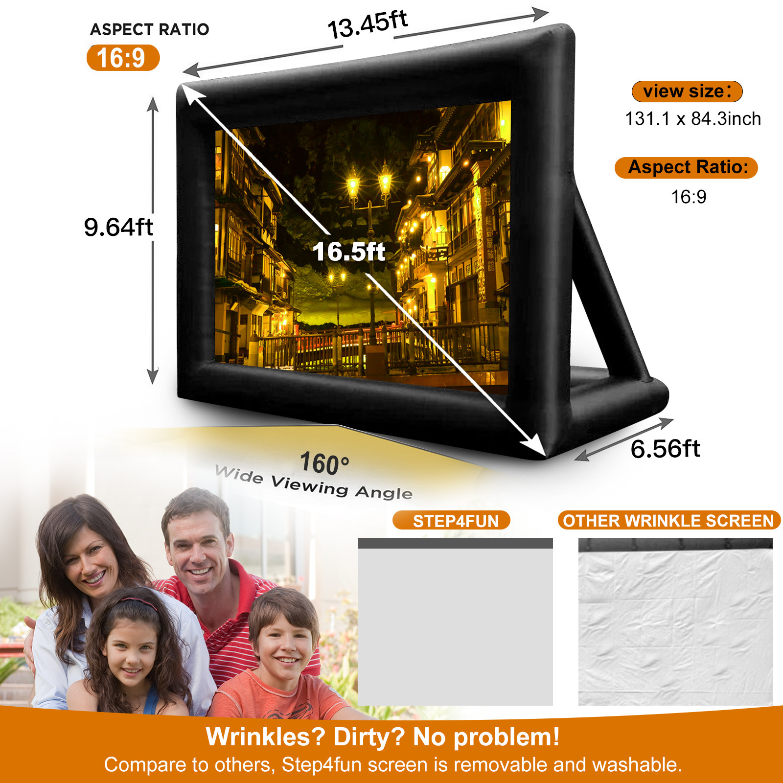 Pantalla de proyección inflable móvil pantalla de publicidad pared de fondo al aire libre película inflable portátil pantalla de proyección de ocio