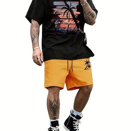 2025 nuevo producto Amazon nuevo estilo europeo y americano casual transfronterizo manga corta cuello redondo camiseta pantalones cortos traje ME5 MA04
