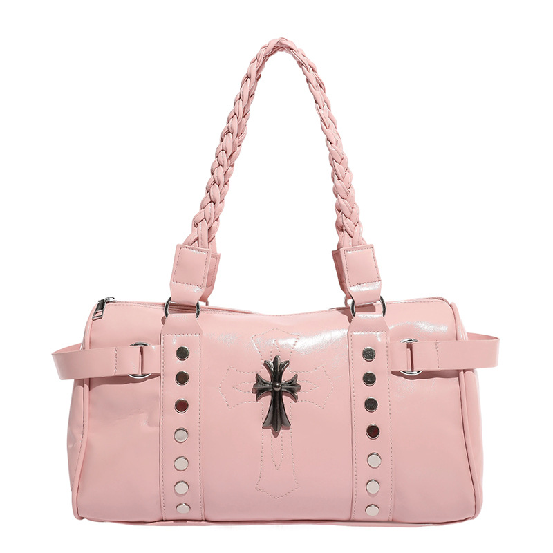 Women's Retro Y2K Motorbike Punk Multi-Pocket Faux Oil Wax Cracked Leather Handbag & Crossbody Bag - Thumbnail 6