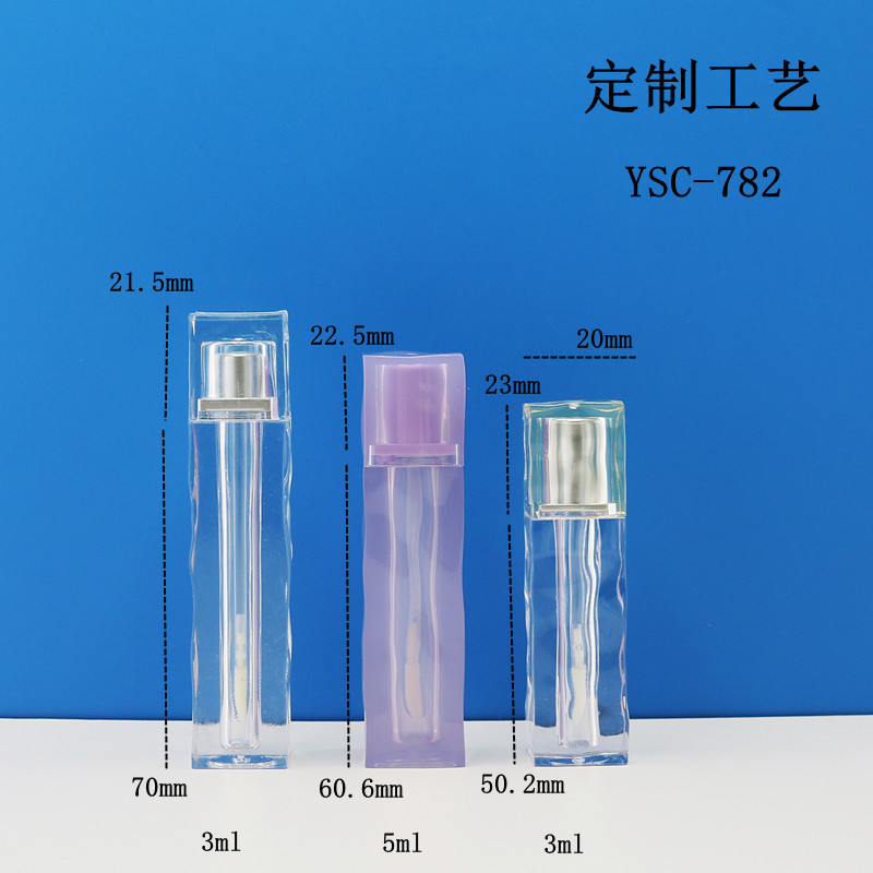 En stock al por mayor transparente corrugado pigmento brillo de labios tubo de esmalte de labios tubo vacío 3ml brillo de labios tubo de maquillaje material de embalaje
