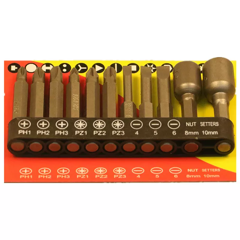 11件套螺丝刀位批头套筒组合套装一字十字米字电钻冲击钻批咀厂家