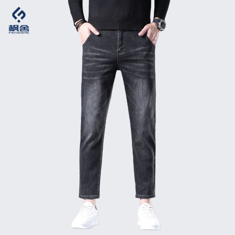 Fengshe Men's Wear / 2026 Spring and Autumn New Versatile Men's Slim Fit Skinny Pants 9/10 Length Stretch Denim Pants