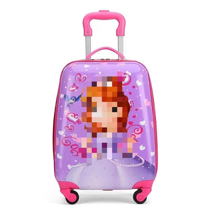 Nueva caja de la carretilla de los niños de color sólido tablero de luz patrón de logotipo imprimible equipaje rueda universal maleta fábrica al por mayor