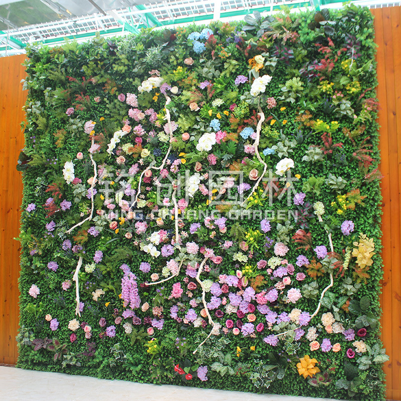 Mingchuang Planta artificial múltiple musgo artificial pared de fondo ignífugo planta de la pared material de la pared de la planta verde ignífugo
