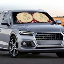 跨境专供汽车前挡遮阳板 欧美地图简易安装轿车遮阳罩自定义图片