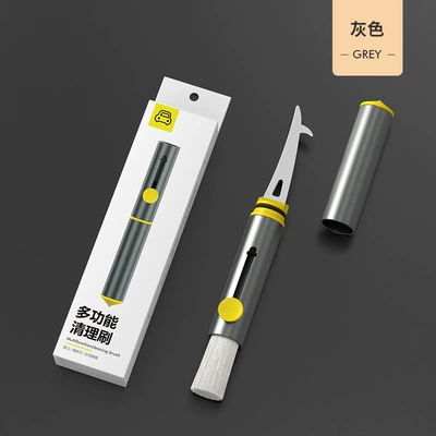 New car air conditioner air outlet interior gap cleaning multifunctional cleaning brush Stone hook window breaker safety hammer (Car cleaning tools) - grey
