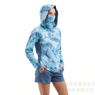 Pelagic fishing clothing UPF 50 + Women's hooded mask fishing shirt sun protection long sleeve sportswear breathable top