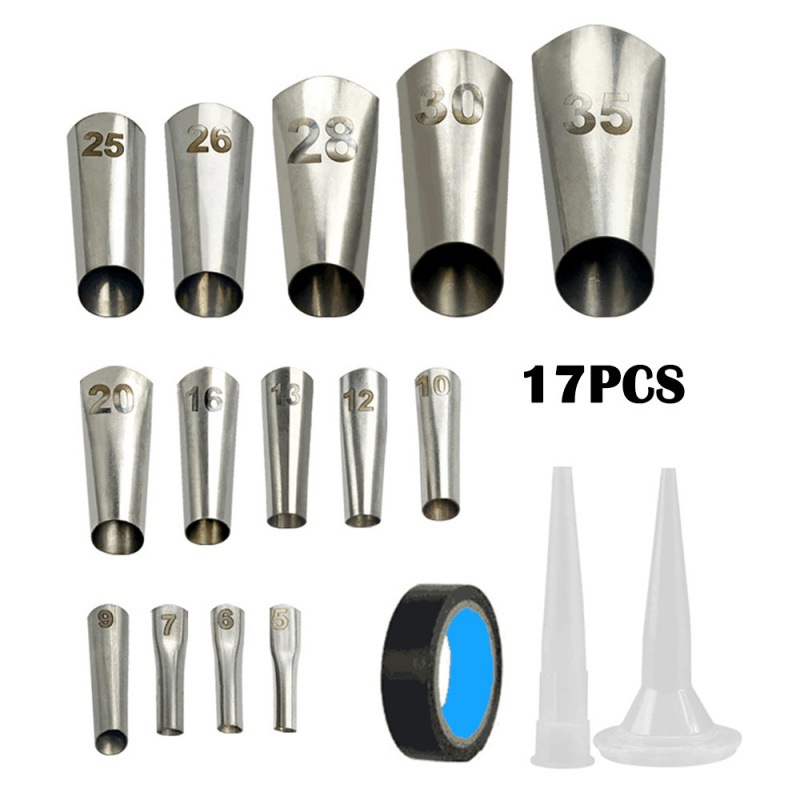 17件套美缝工具不锈钢填缝喷嘴涂抹器玻璃胶分配器胶嘴