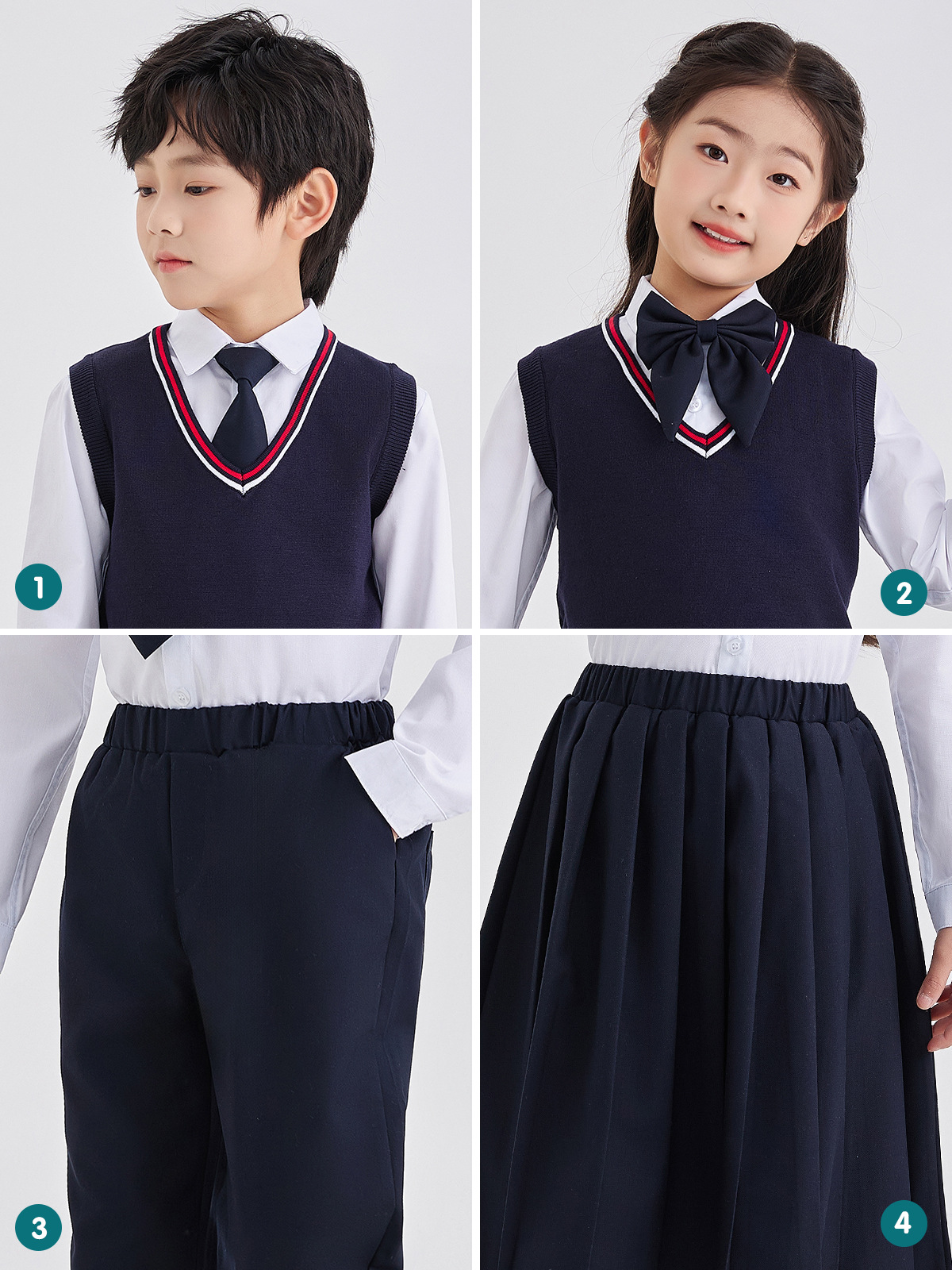 School Uniform Knit Vest Long Skirt Set for Back-To-School Performances, Kindergarten Uniform, Academy Style, British Academy Style